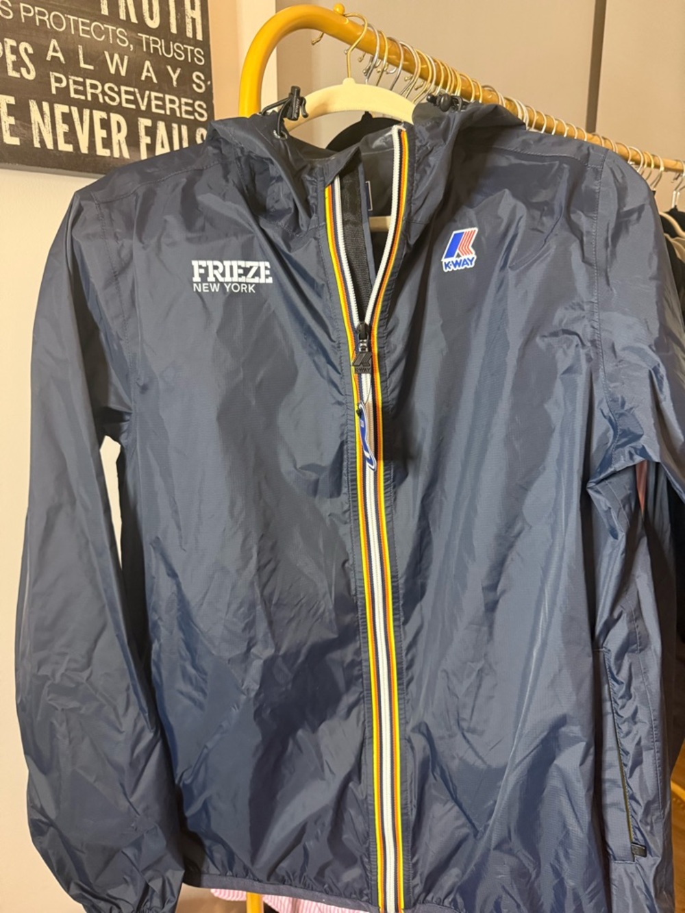 K-Way Navy Jacket with Blue and Orange Logo Accents